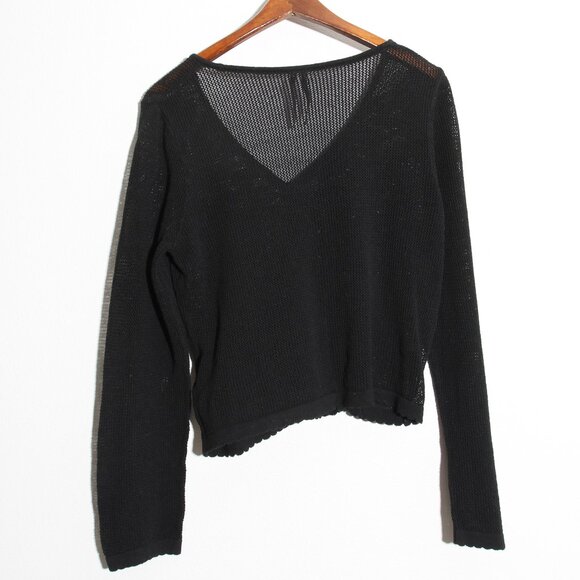 By Anthropologie Sheer Lace Bias-Cut Cardigan Sweater Asymmetrical Floral Black - Picture 12 of 16
